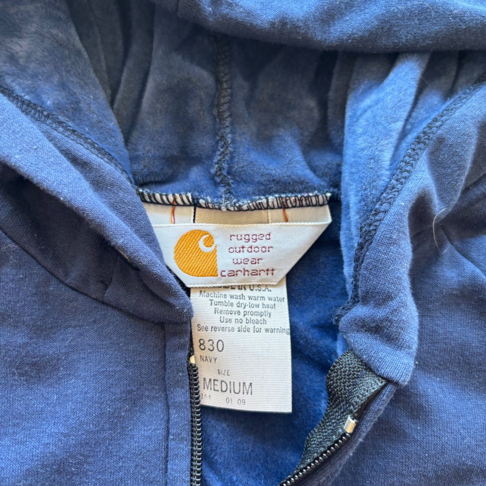Vintage Early 2000s Navy Blue Velvet Carhartt Hoodie - Picture 4 of 8